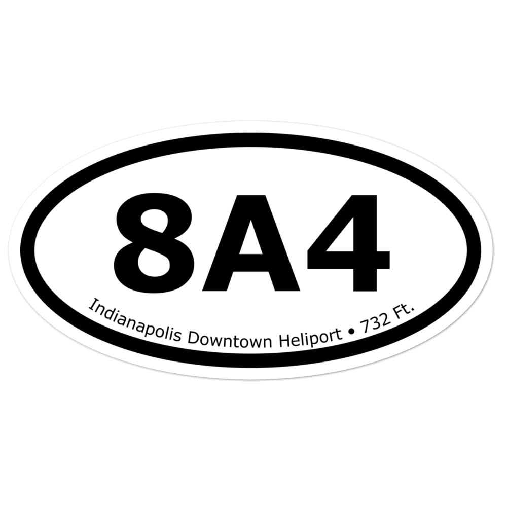 Indianapolis Downtown Heliport (8A4) Oval Sticker 