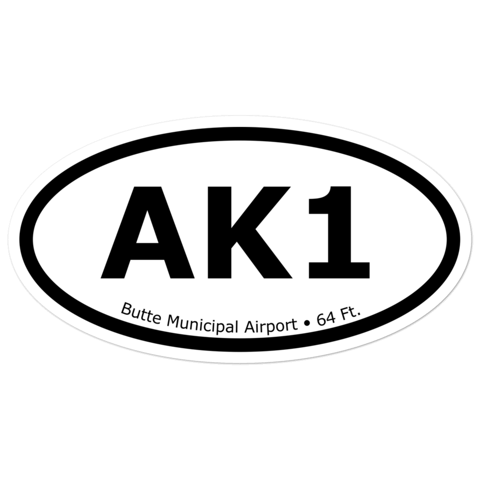 Butte Municipal Airport (AK1) Oval Sticker 