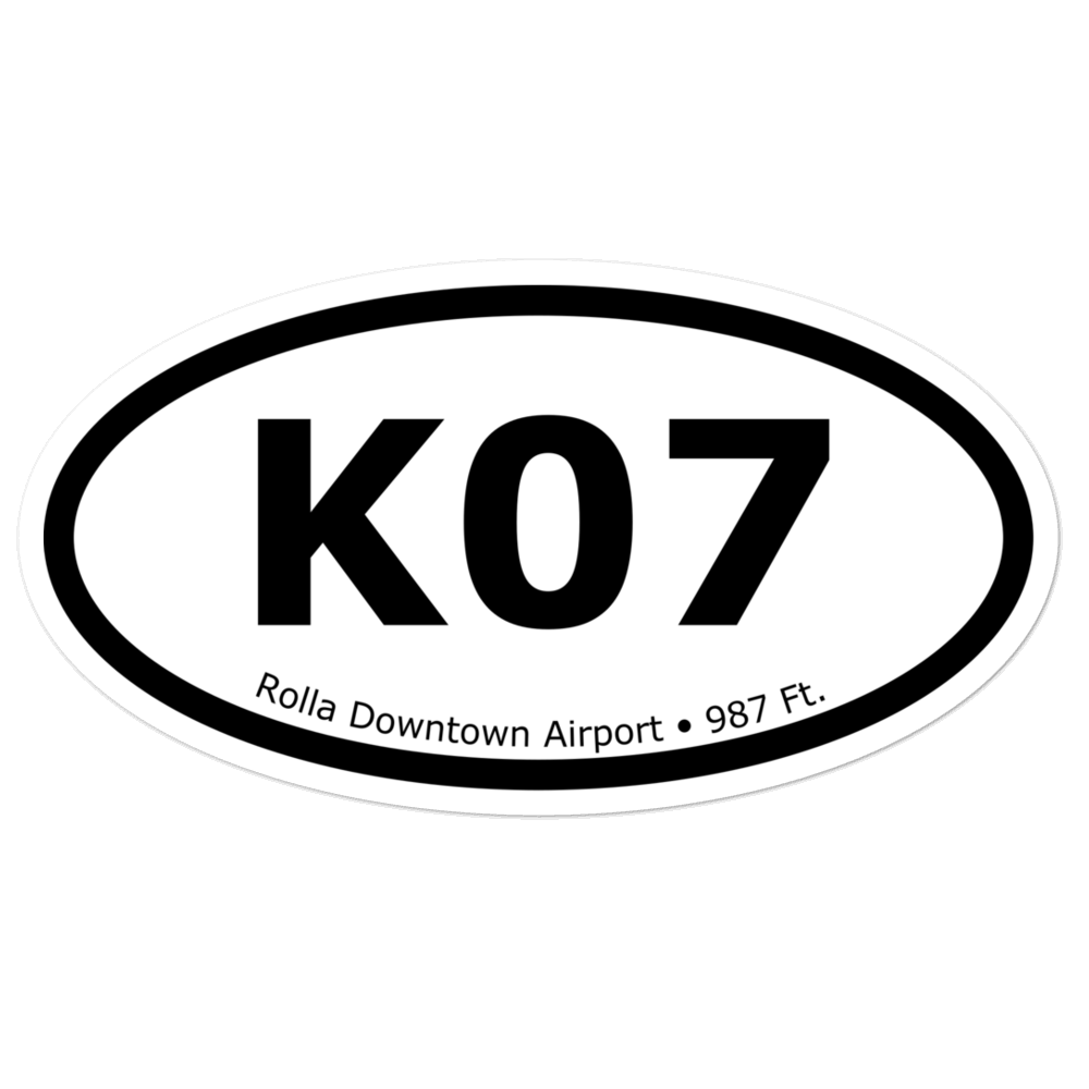Rolla Downtown Airport (K07) Oval Sticker 