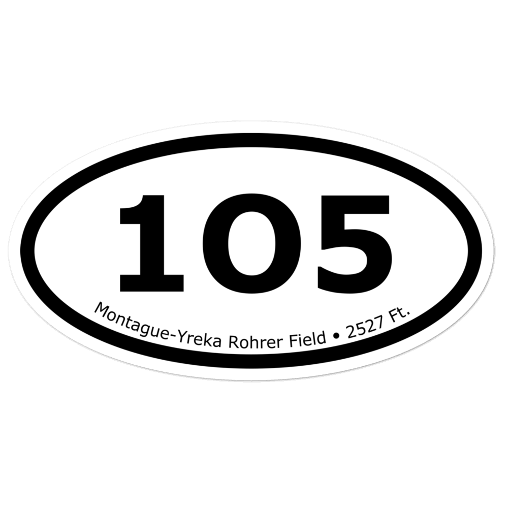 Montague-Yreka Rohrer Field (K1O5) Oval Sticker 