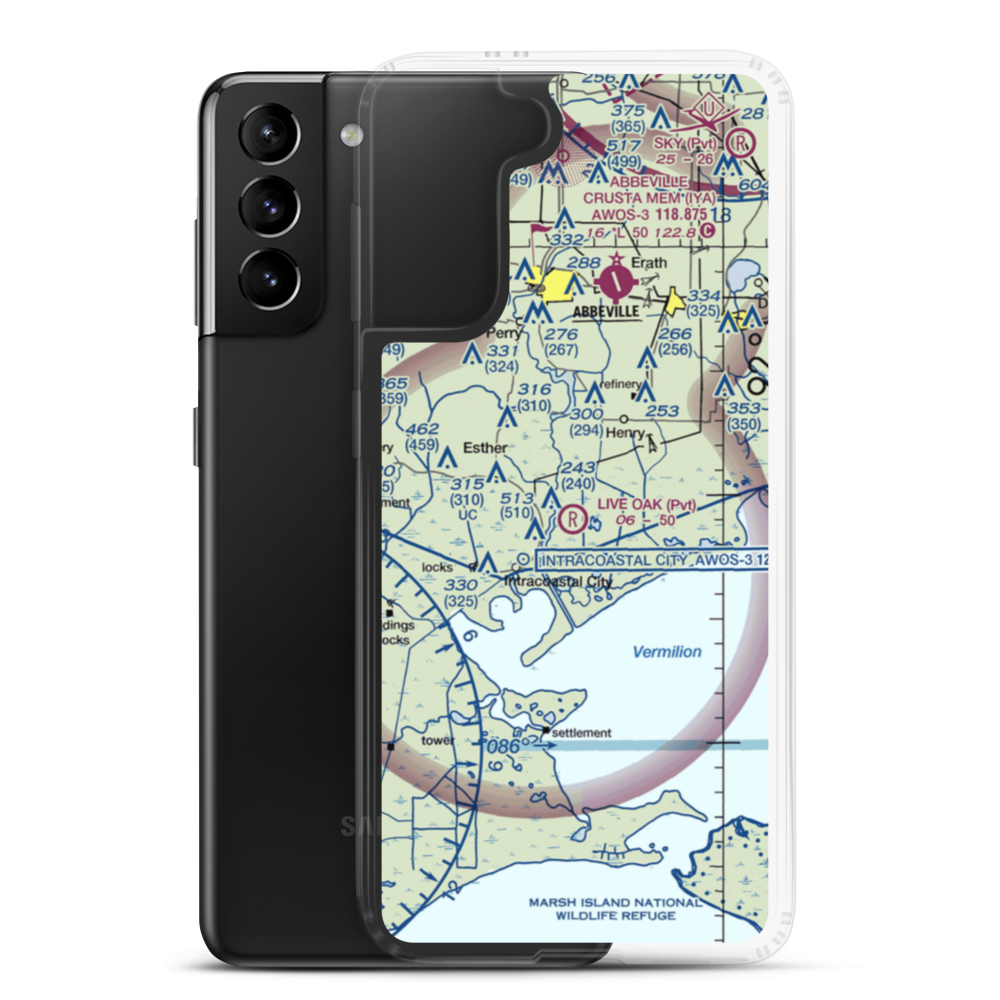 Live Oak Landing Strip (LA60) VFR Sectional Samsung Case Samsung Galaxy S21 Plus model shown