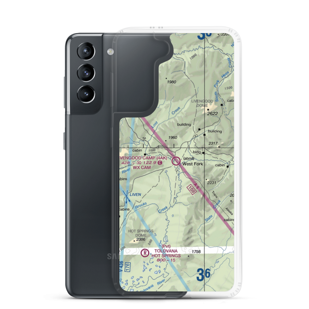 Livengood Camp Airport (4AK) VFR Sectional Samsung Case Samsung Galaxy S21 model shown