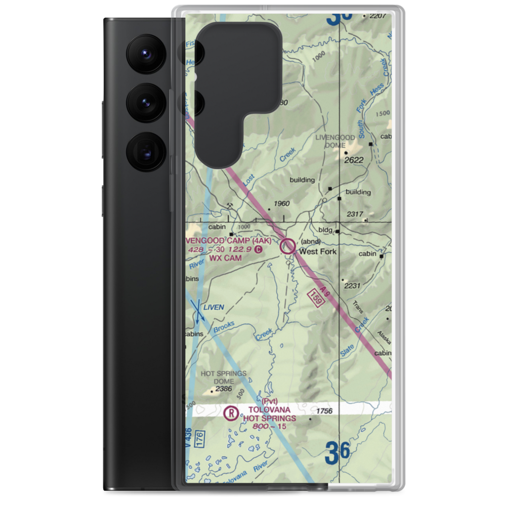 Livengood Camp Airport (4AK) VFR Sectional Samsung Case Samsung Galaxy S22 Ultra model shown