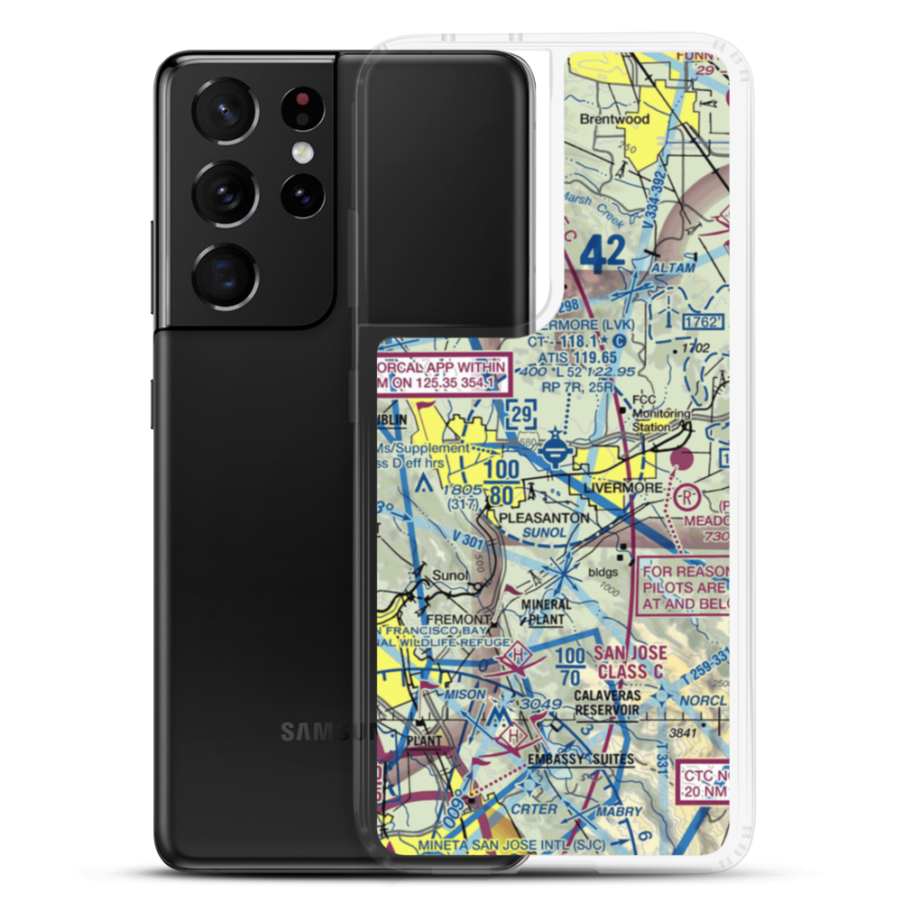 Livermore Municipal Airport (LVK) VFR Sectional Samsung Case Samsung Galaxy S21 Ultra model shown