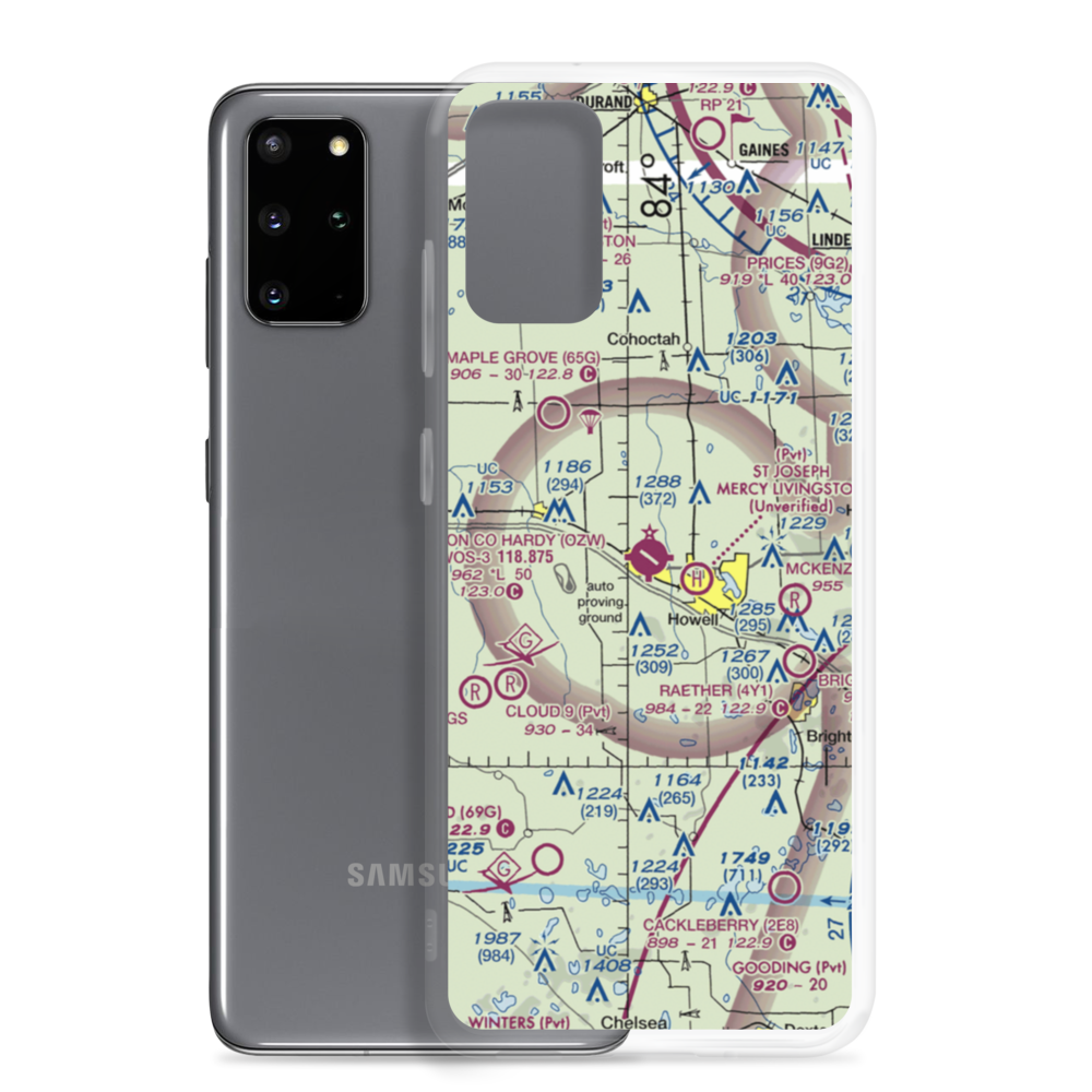 Livingston County Spencer J. Hardy Airport (OZW) VFR Sectional Samsung Case Samsung Galaxy S20 Plus model shown