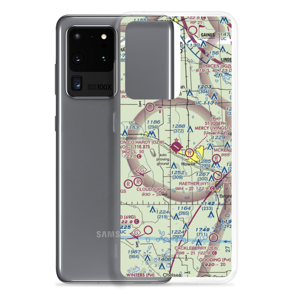 Livingston County Spencer J. Hardy Airport (OZW) VFR Sectional Samsung Case Samsung Galaxy S20 Ultra model shown