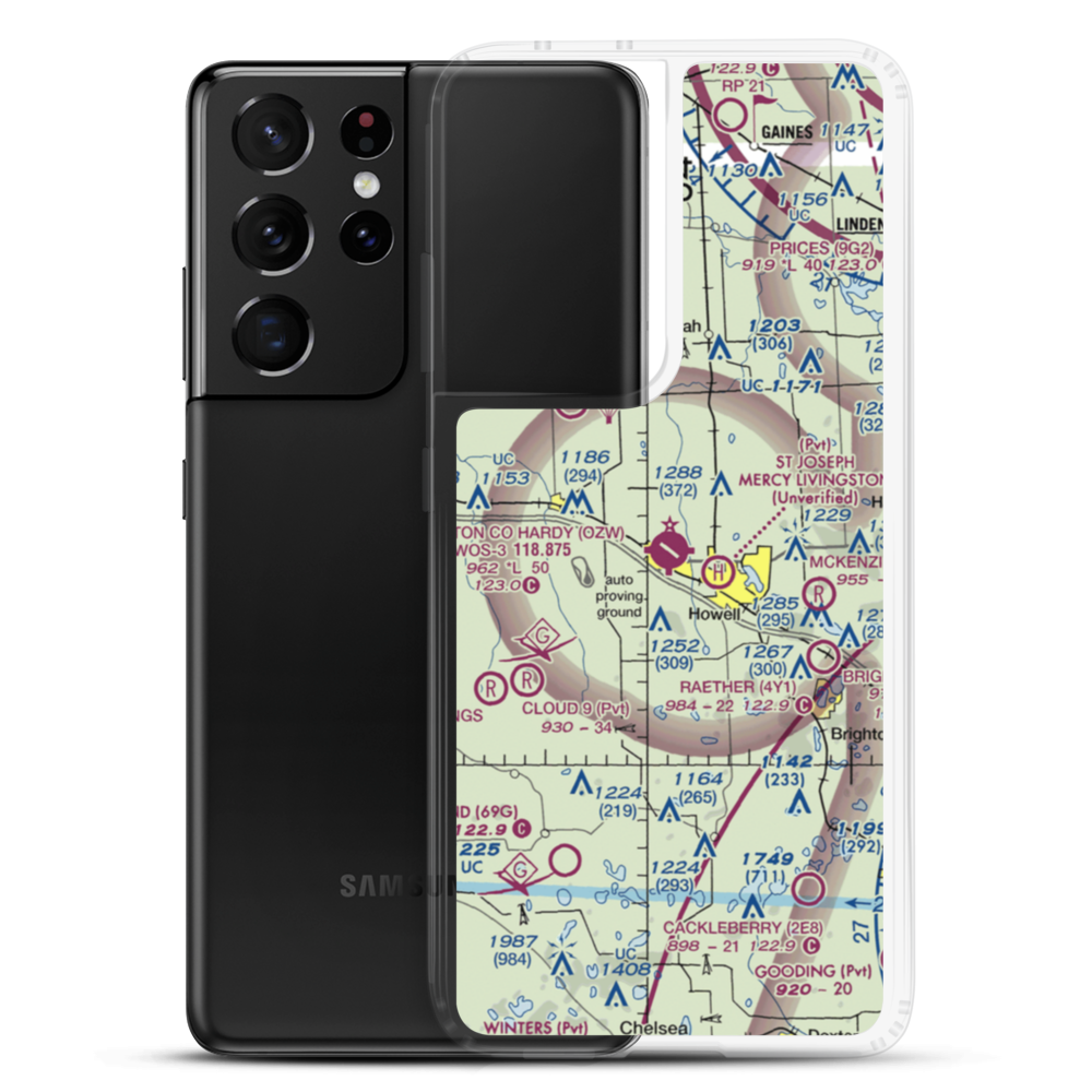 Livingston County Spencer J. Hardy Airport (OZW) VFR Sectional Samsung Case Samsung Galaxy S21 Ultra model shown