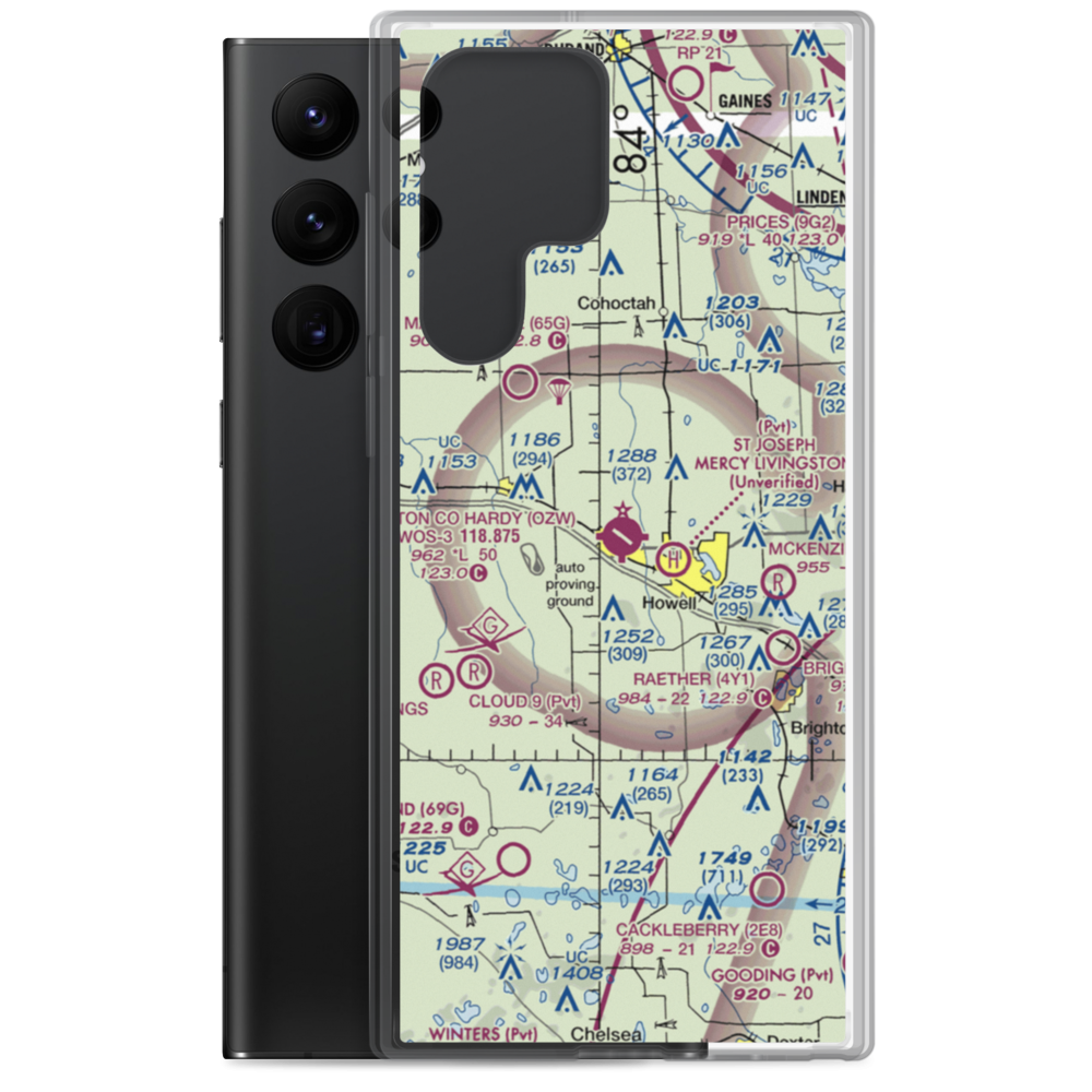 Livingston County Spencer J. Hardy Airport (OZW) VFR Sectional Samsung Case Samsung Galaxy S22 Ultra model shown