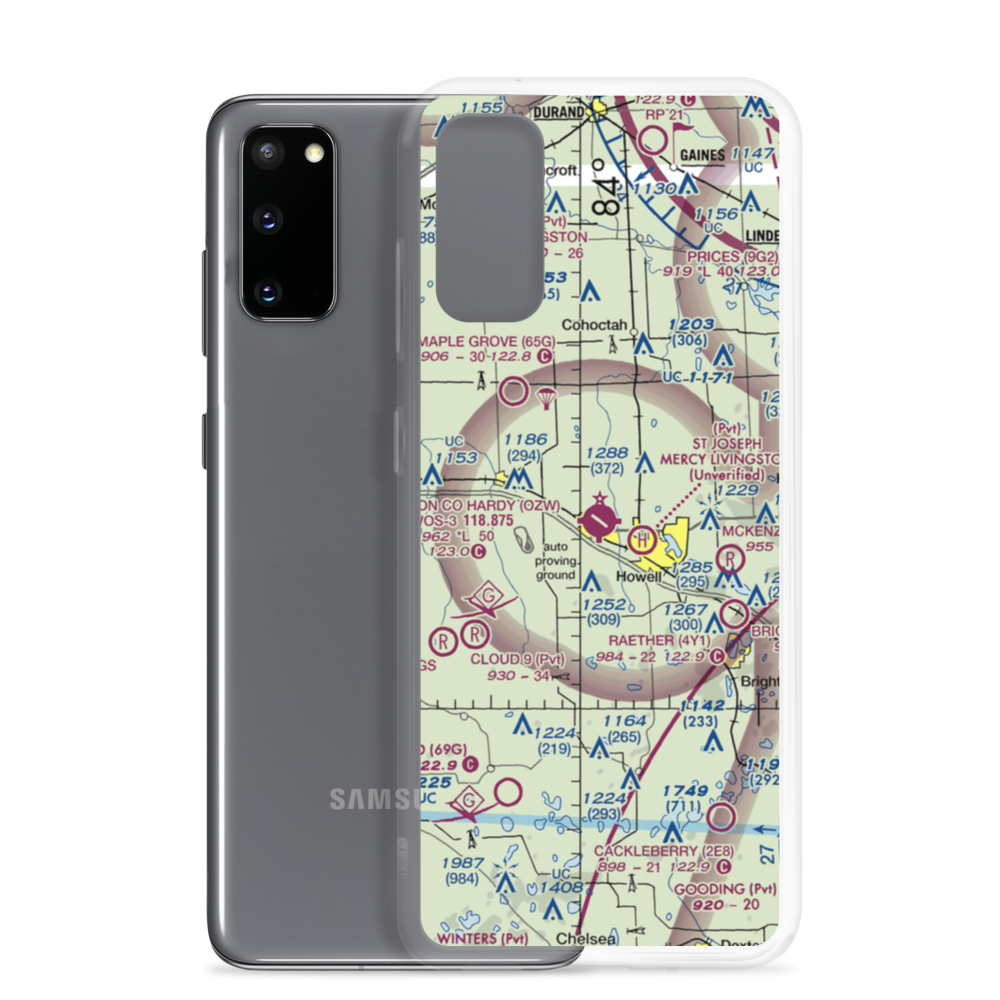 Livingston County Spencer J. Hardy Airport (OZW) VFR Sectional Samsung Case Samsung Galaxy S20 model shown