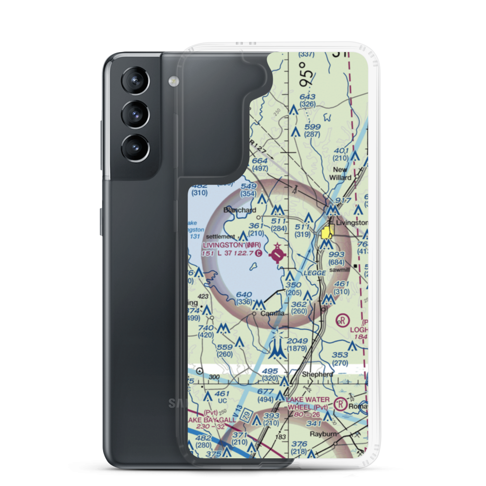 Livingston Municipal Airport (00R) VFR Sectional Samsung Case Samsung Galaxy S21 model shown