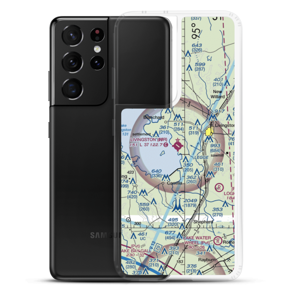 Livingston Municipal Airport (00R) VFR Sectional Samsung Case Samsung Galaxy S21 Ultra model shown