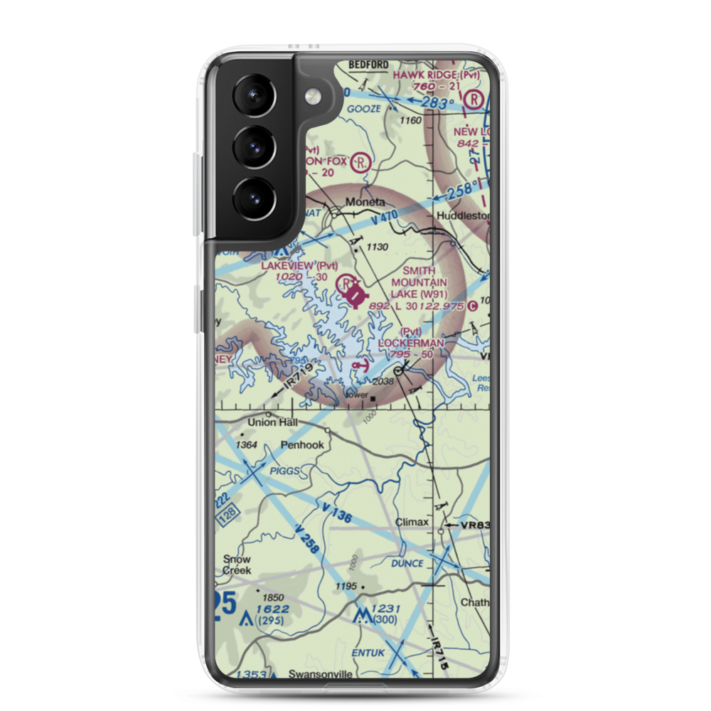 Lockerman Seaplane Base (VA48) VFR Sectional Samsung Case Samsung Galaxy S21 Plus model shown