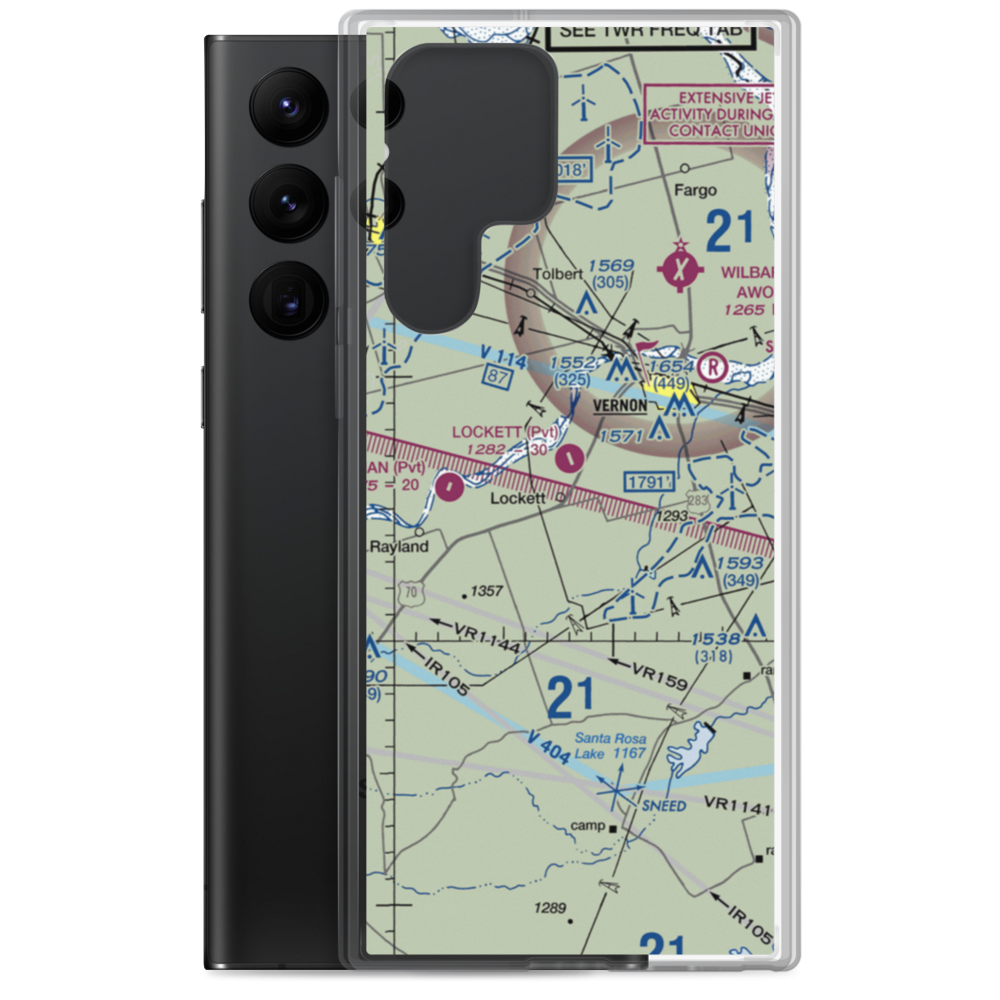 Lockett Airport (29TX) VFR Sectional Samsung Case Samsung Galaxy S22 Ultra model shown