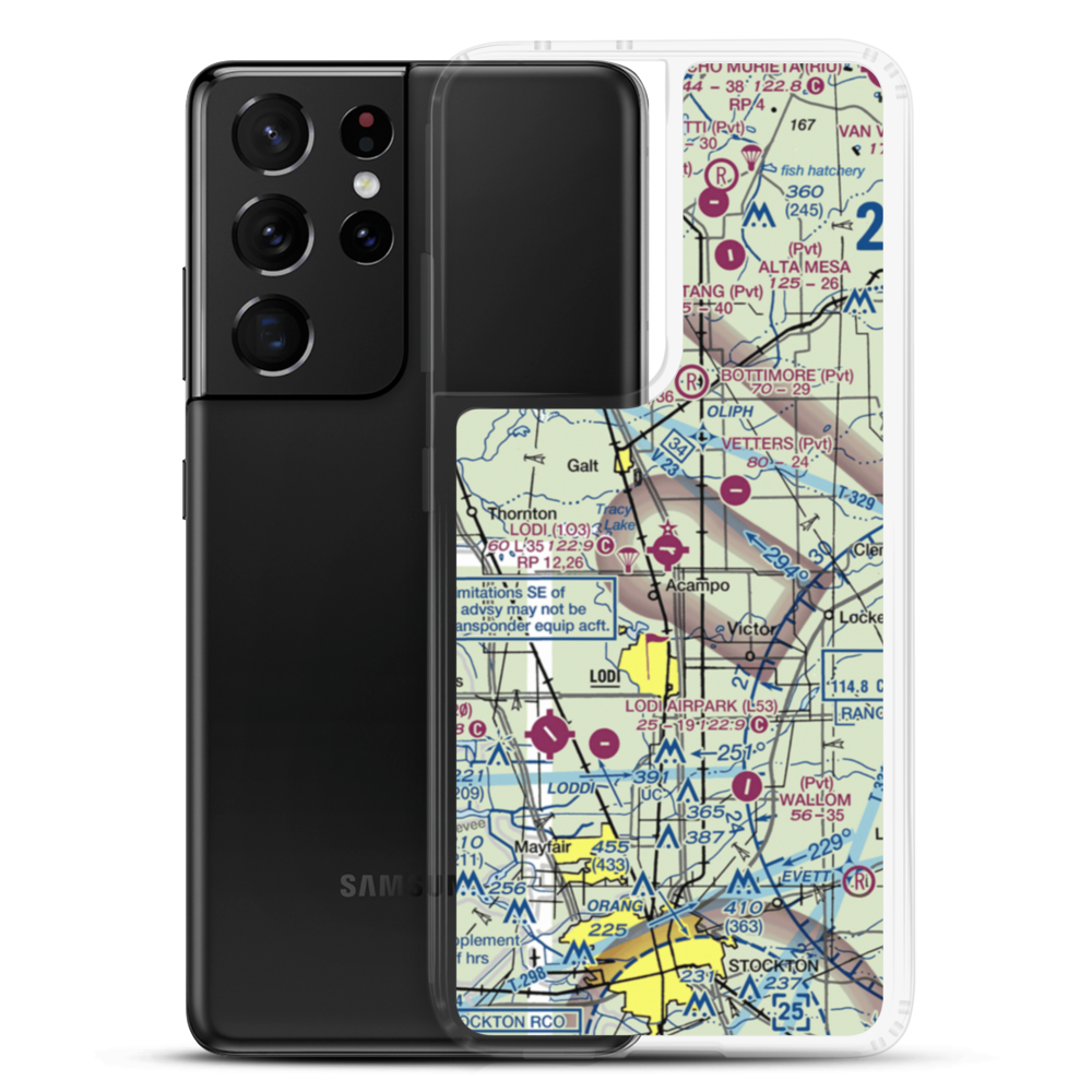 Lodi Airport (1O3) VFR Sectional Samsung Case Samsung Galaxy S21 Ultra model shown