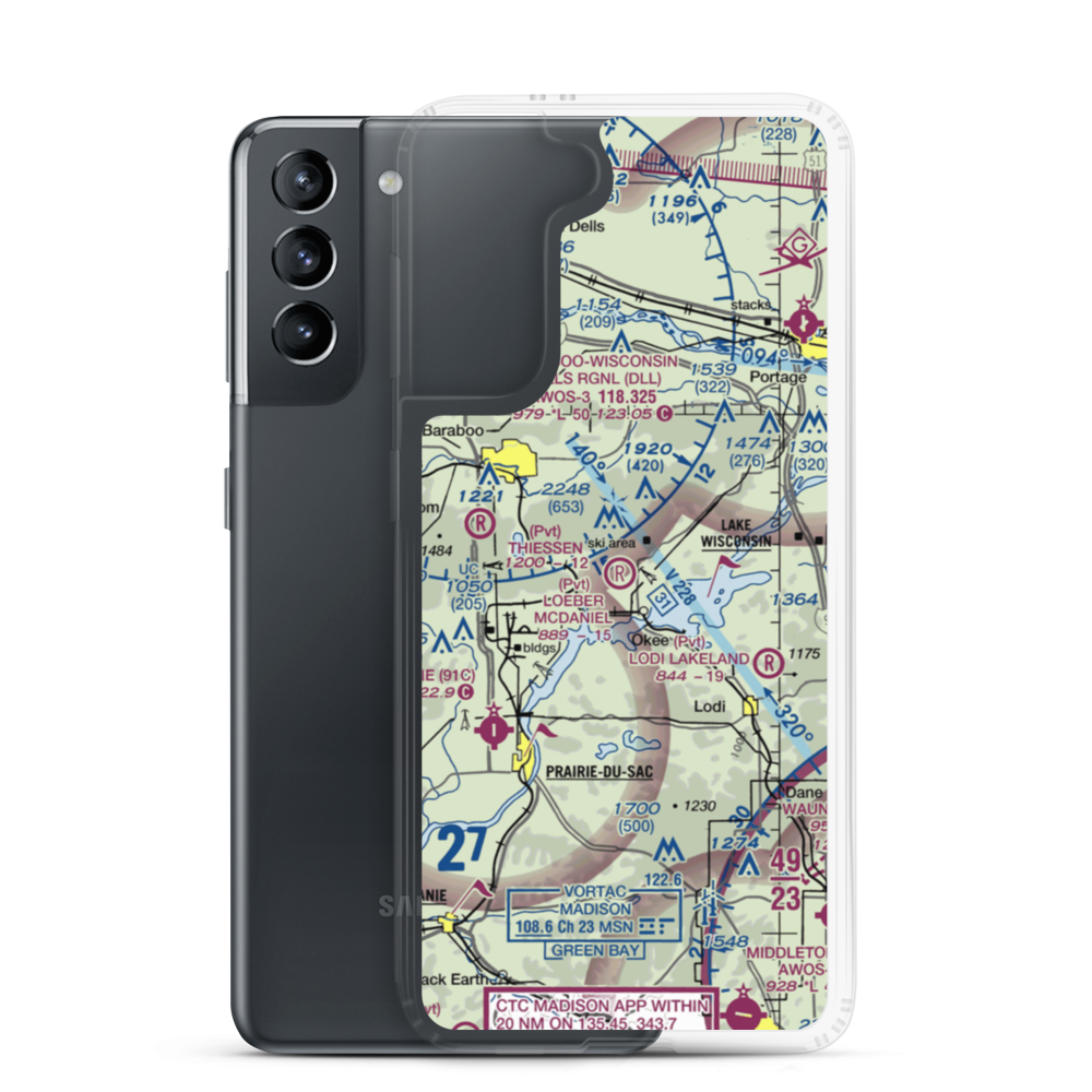 Loeber McDaniel Field (WI50) VFR Sectional Samsung Case Samsung Galaxy S21 model shown