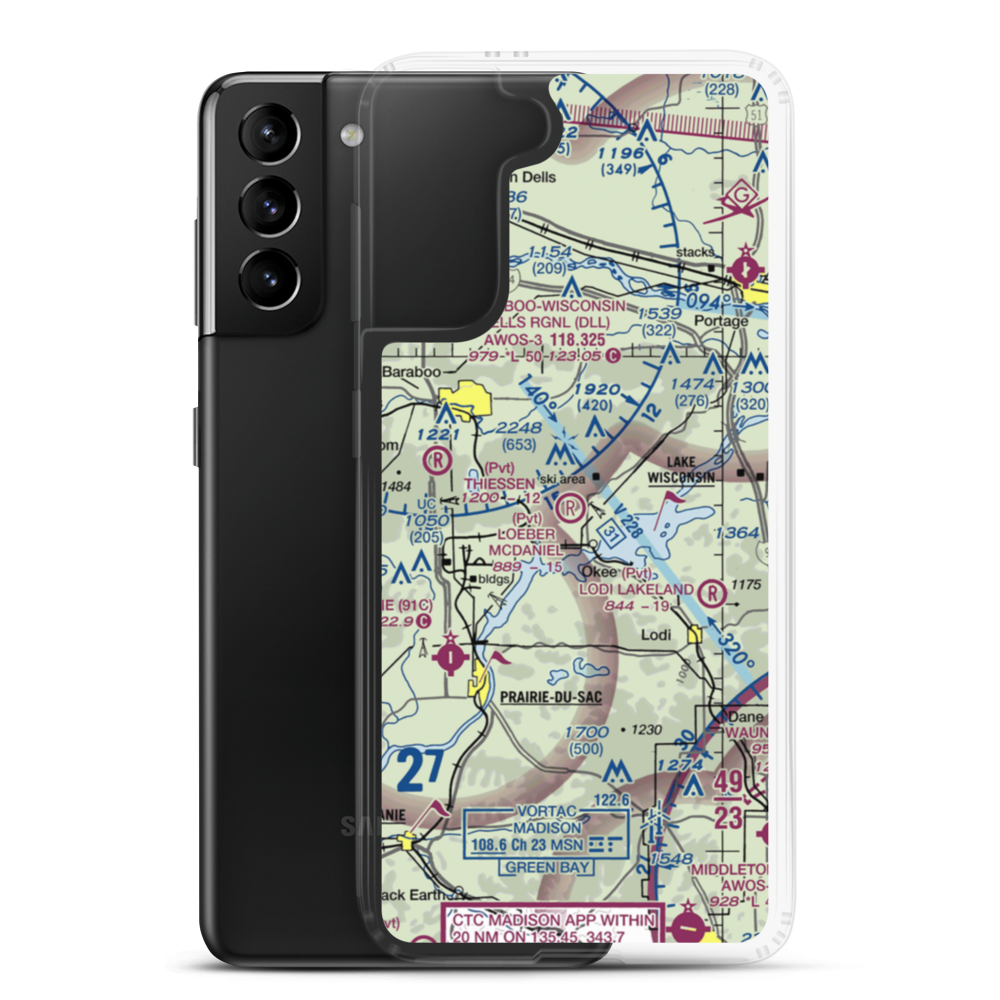 Loeber McDaniel Field (WI50) VFR Sectional Samsung Case Samsung Galaxy S21 Plus model shown