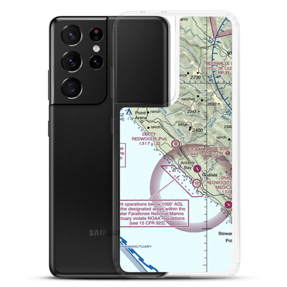 Lofty Redwoods Airport (53CL) VFR Sectional Samsung Case Samsung Galaxy S21 Ultra model shown