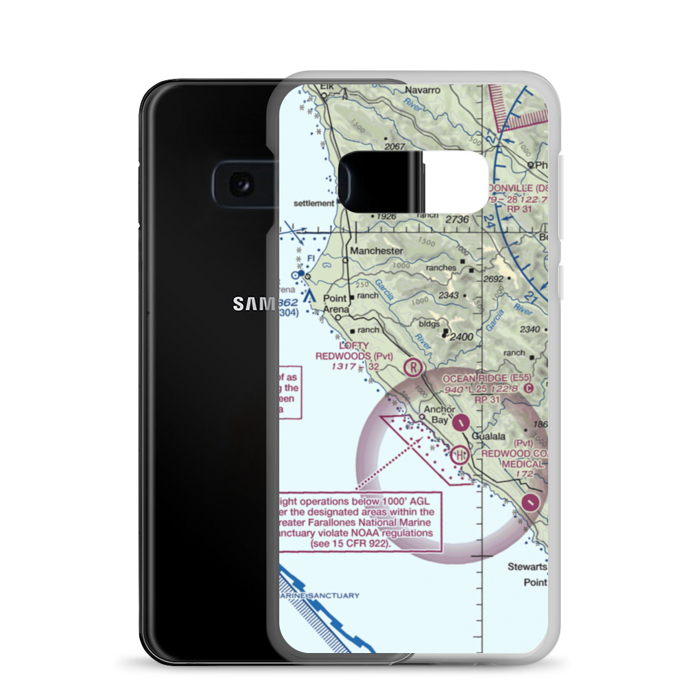 Lofty Redwoods Airport (53CL) VFR Sectional Samsung Case Samsung Galaxy S10e model shown