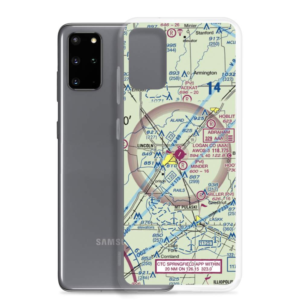 Logan County Airport (AAA) VFR Sectional Samsung Case Samsung Galaxy S20 Plus model shown