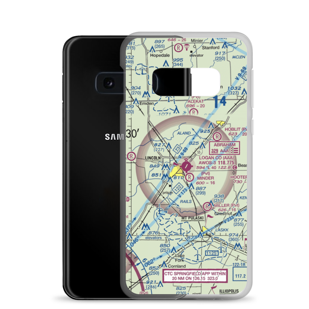 Logan County Airport (AAA) VFR Sectional Samsung Case Samsung Galaxy S10e model shown