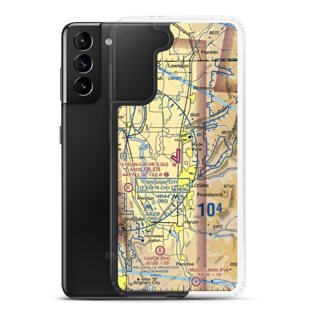 Logan-Cache Airport (LGU) VFR Sectional Samsung Case Samsung Galaxy S21 Plus model shown
