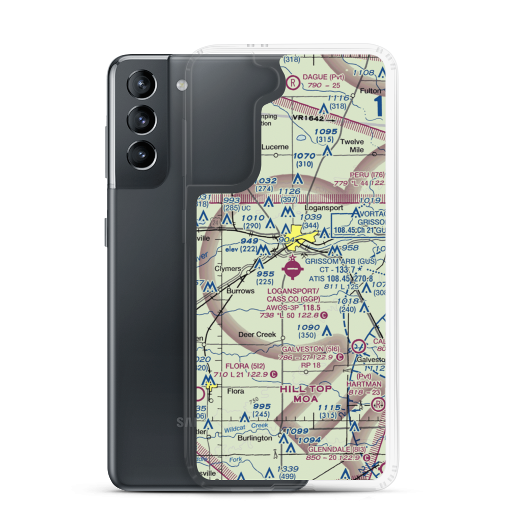 Logansport Cass County Airport (GGP) VFR Sectional Samsung Case Samsung Galaxy S21 model shown