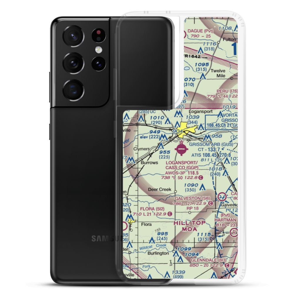Logansport Cass County Airport (GGP) VFR Sectional Samsung Case Samsung Galaxy S21 Ultra model shown