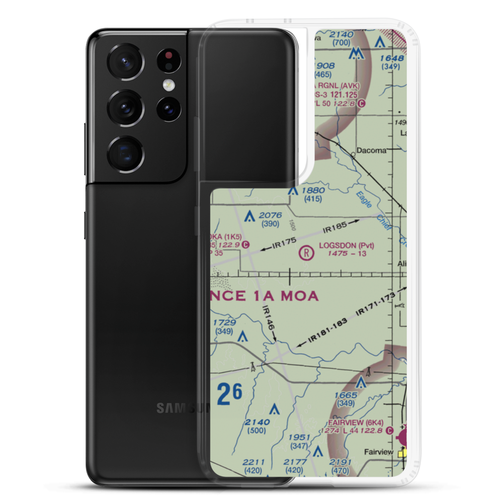Logsdon Ranch Airport (OK43) VFR Sectional Samsung Case Samsung Galaxy S21 Ultra model shown