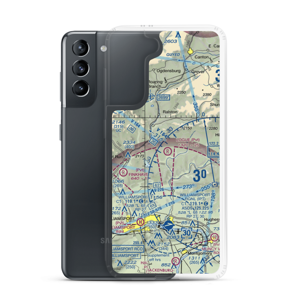 Logue Airport (PA45) VFR Sectional Samsung Case Samsung Galaxy S21 model shown