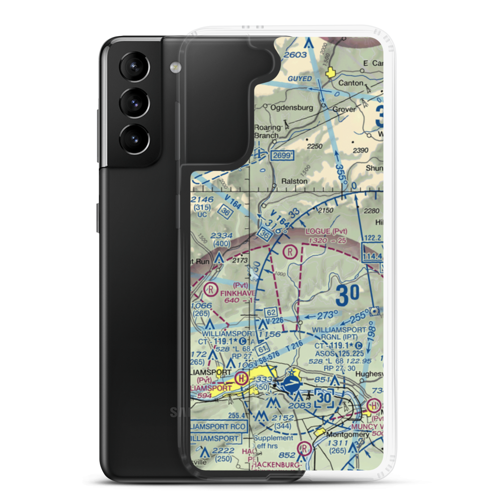 Logue Airport (PA45) VFR Sectional Samsung Case Samsung Galaxy S21 Plus model shown
