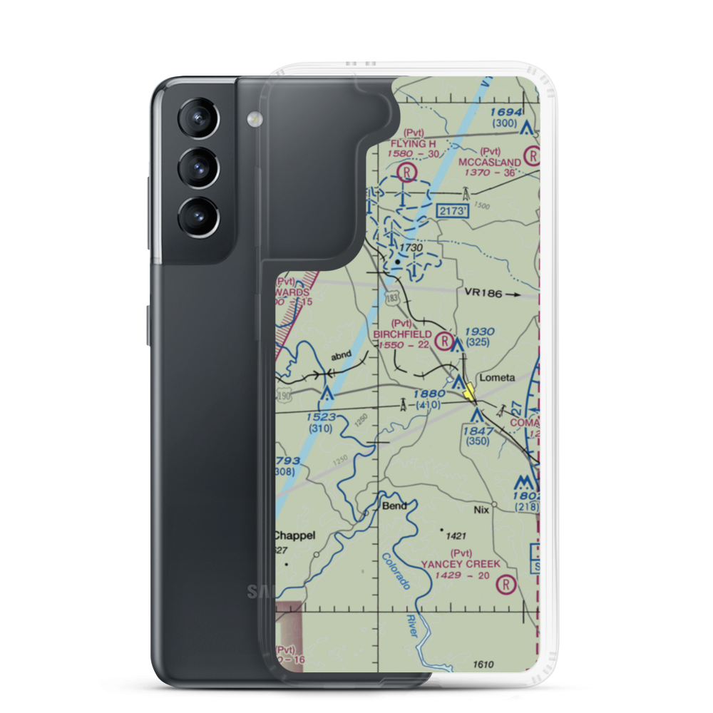 Lometa Air Strip (7TE3) VFR Sectional Samsung Case Samsung Galaxy S21 model shown