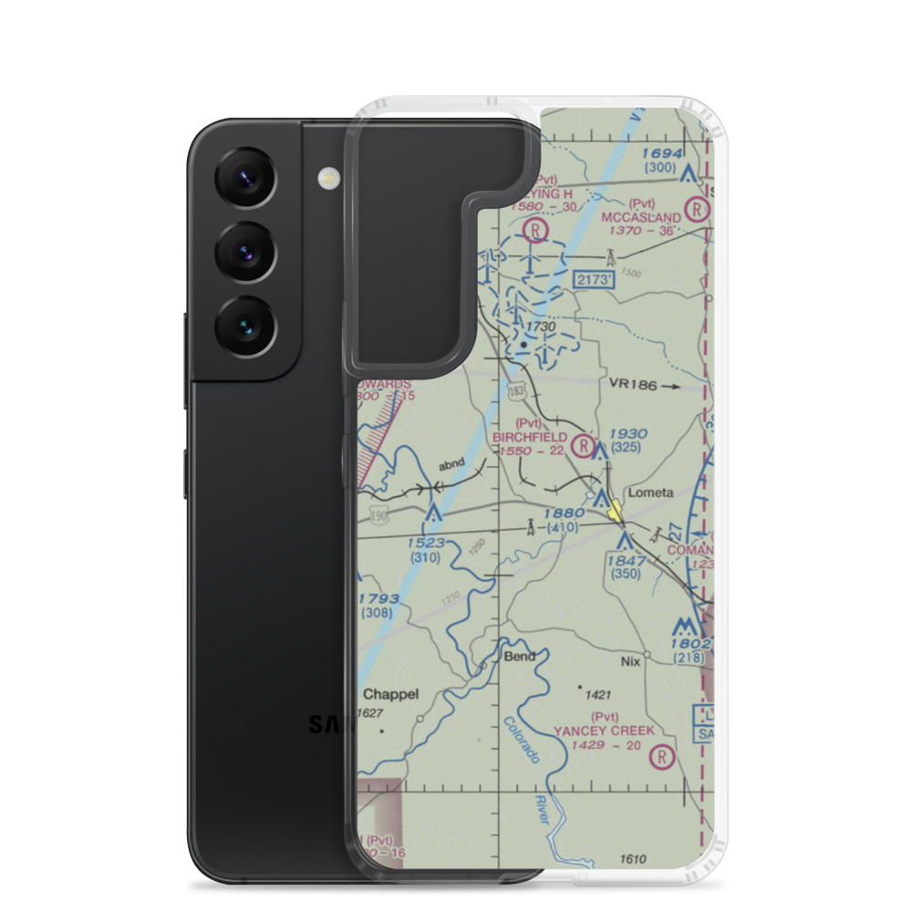 Lometa Air Strip (7TE3) VFR Sectional Samsung Case Samsung Galaxy S22 model shown