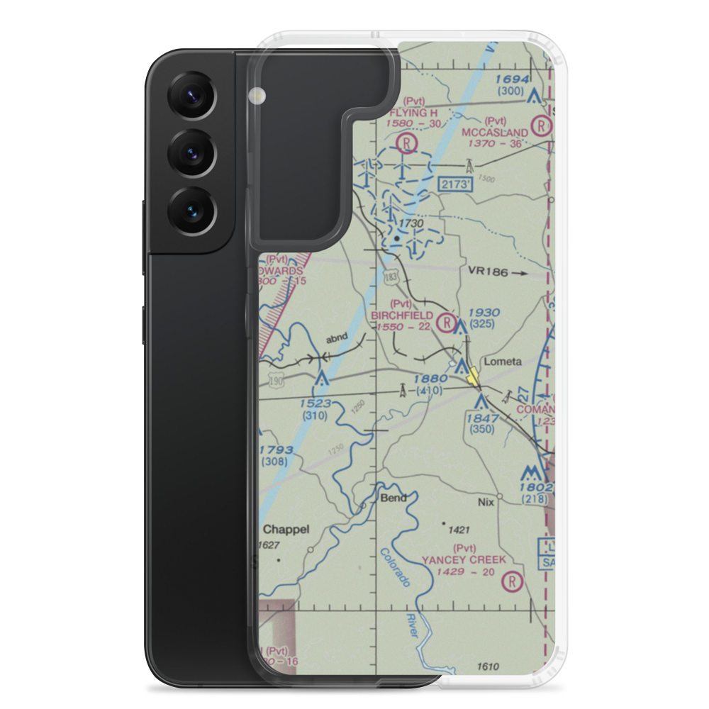 Lometa Air Strip (7TE3) VFR Sectional Samsung Case Samsung Galaxy S22 Plus model shown