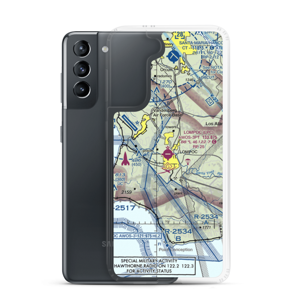 Lompoc Airport (LPC) VFR Sectional Samsung Case Samsung Galaxy S21 model shown