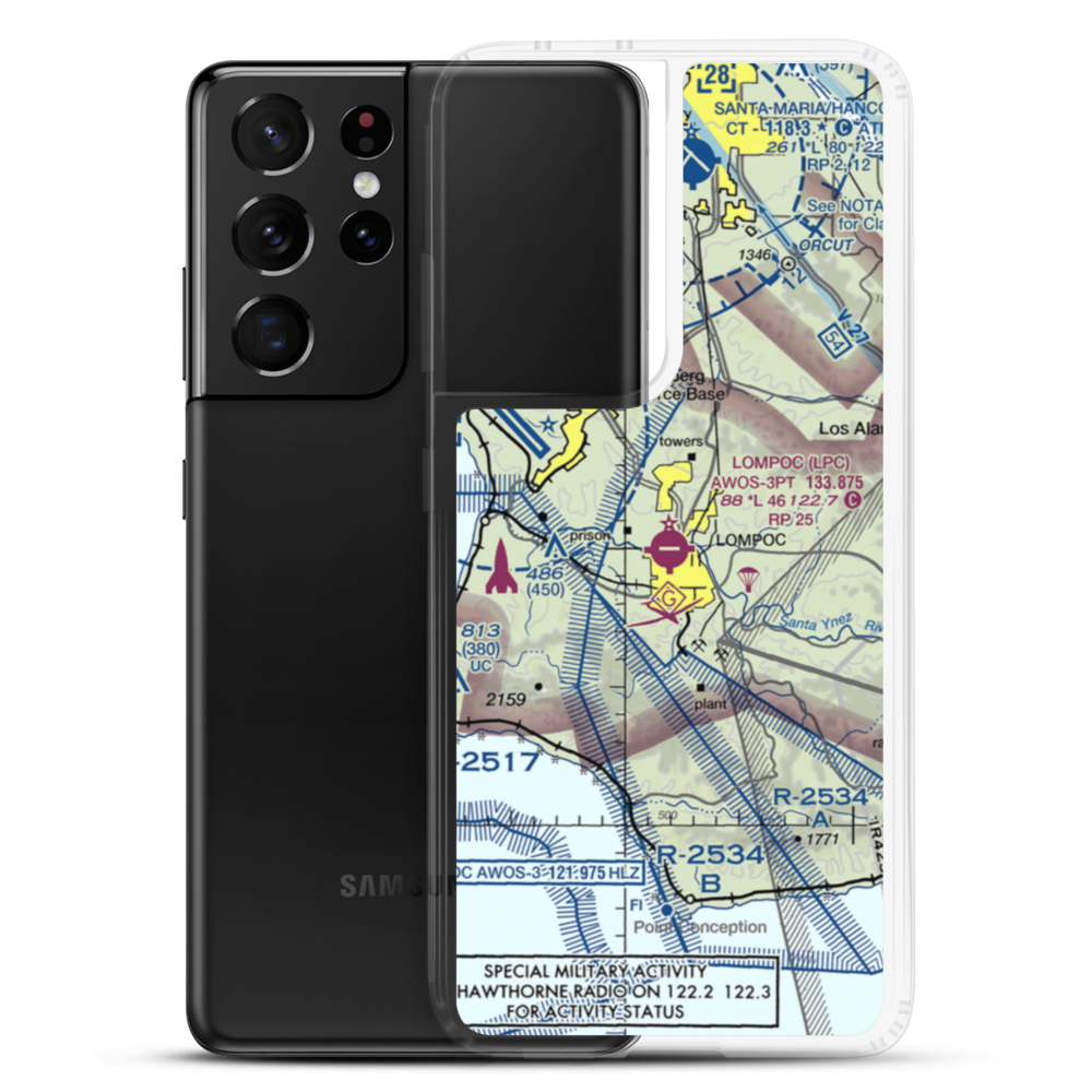 Lompoc Airport (LPC) VFR Sectional Samsung Case Samsung Galaxy S21 Ultra model shown
