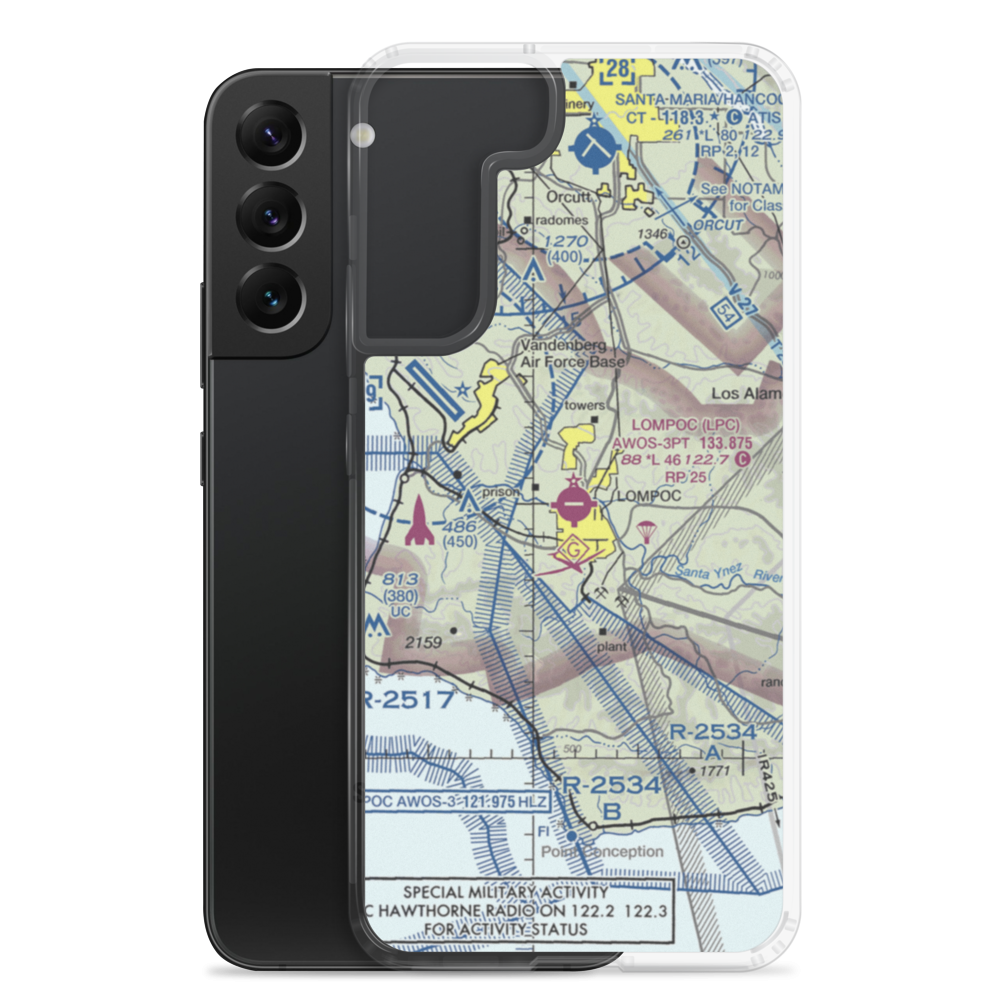 Lompoc Airport (LPC) VFR Sectional Samsung Case Samsung Galaxy S22 Plus model shown