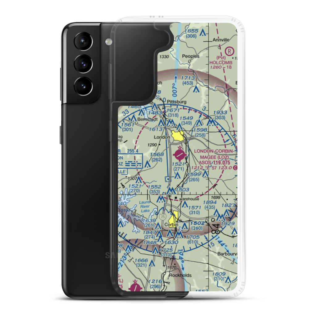 London-Corbin Airport/Magee Field (LOZ) VFR Sectional Samsung Case Samsung Galaxy S21 Plus model shown