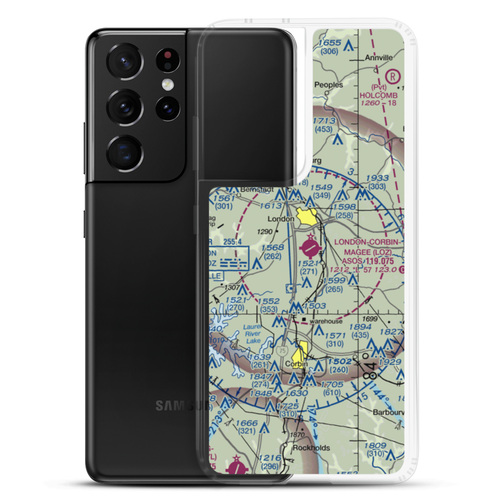 London-Corbin Airport/Magee Field (LOZ) VFR Sectional Samsung Case Samsung Galaxy S21 Ultra model shown