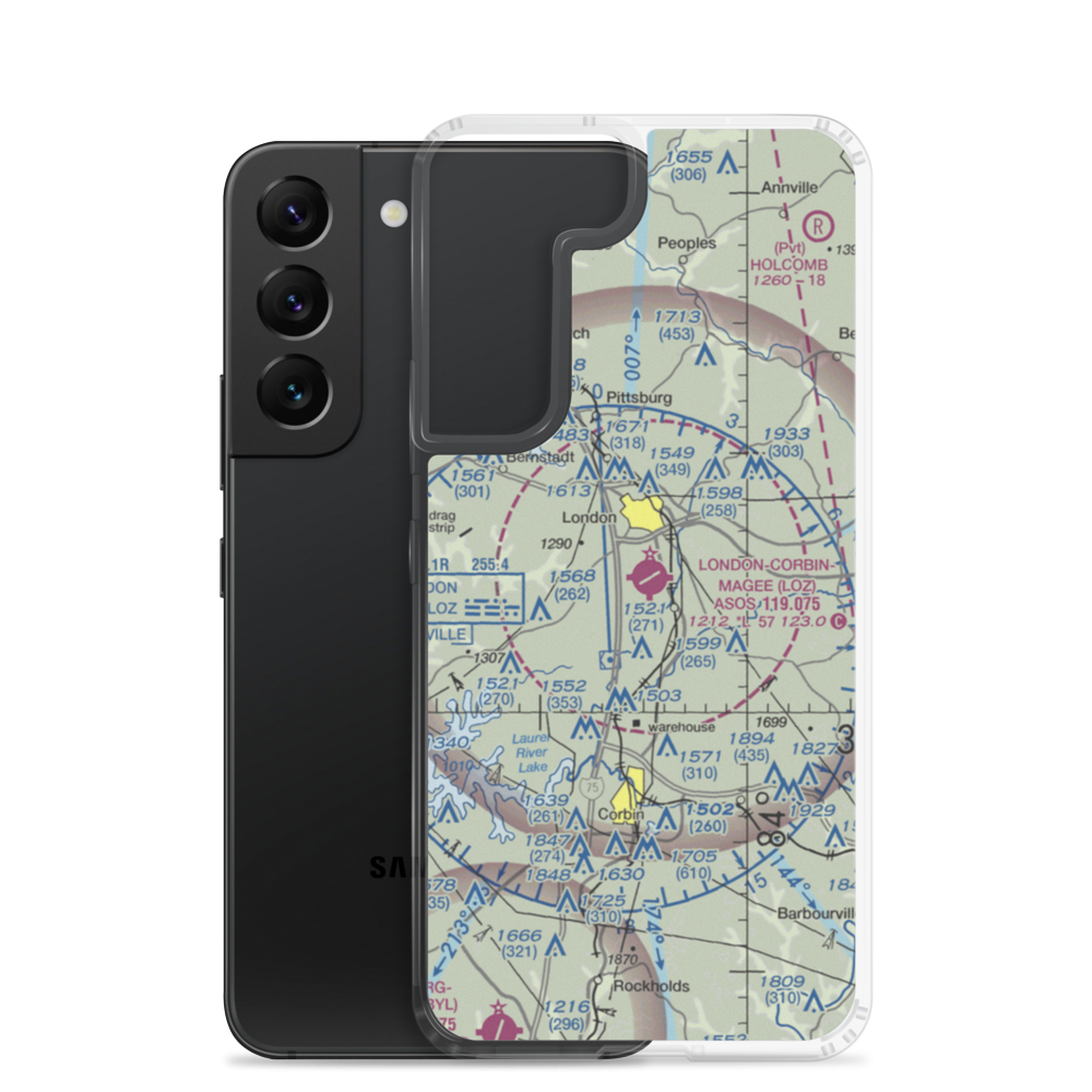 London-Corbin Airport/Magee Field (LOZ) VFR Sectional Samsung Case Samsung Galaxy S22 model shown