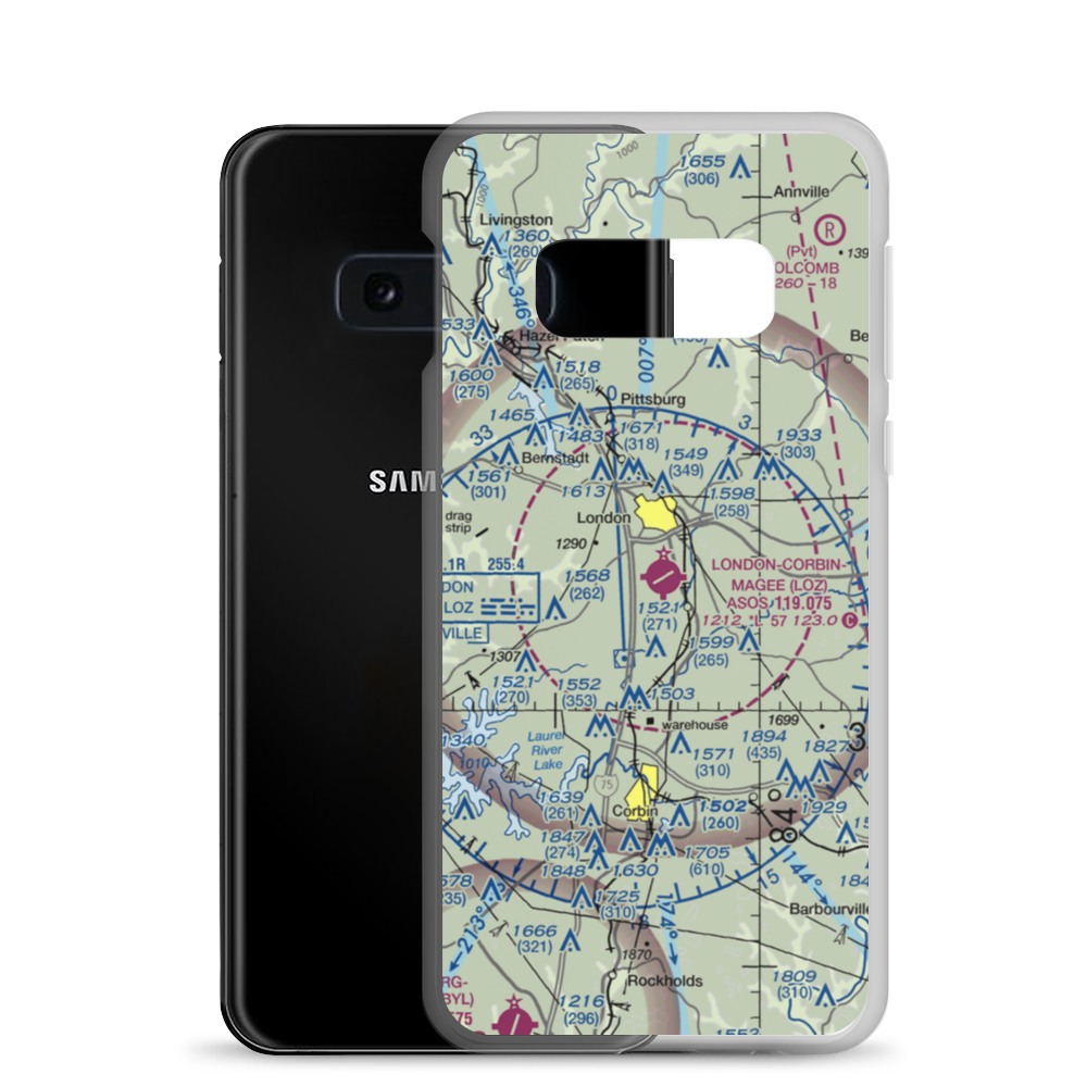 London-Corbin Airport/Magee Field (LOZ) VFR Sectional Samsung Case Samsung Galaxy S10e model shown