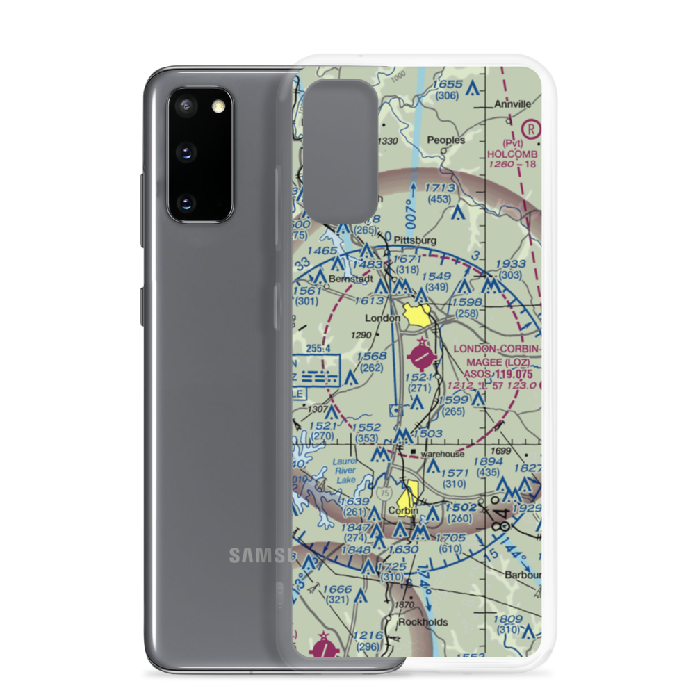 London-Corbin Airport/Magee Field (LOZ) VFR Sectional Samsung Case Samsung Galaxy S20 model shown