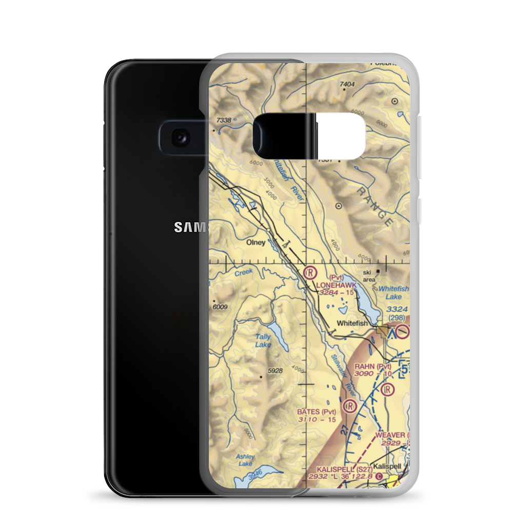 Lone Hawk Airport (0MT9) VFR Sectional Samsung Case Samsung Galaxy S10e model shown