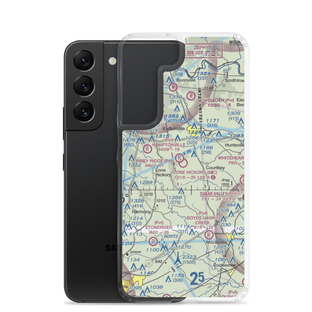 Lone Hickory Airport (80C) VFR Sectional Samsung Case Samsung Galaxy S22 model shown