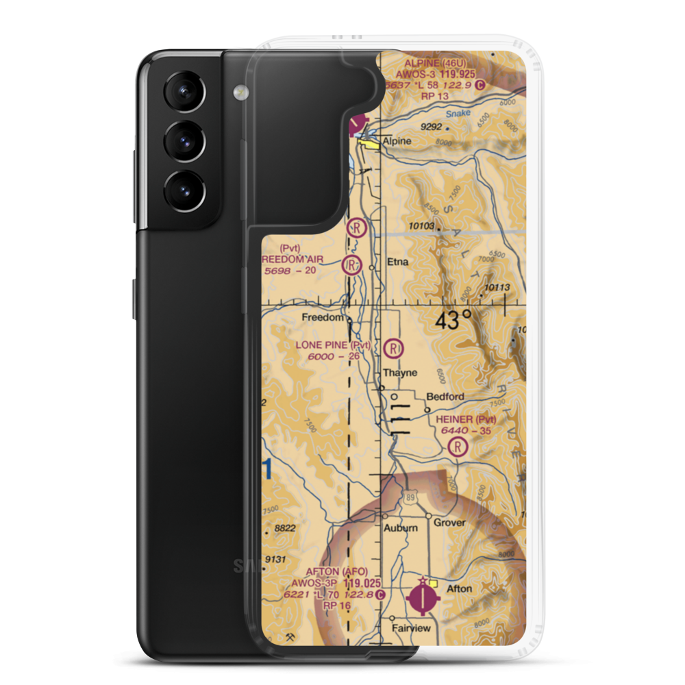 Lone Pine Flying Ranch Airport (WY64) VFR Sectional Samsung Case Samsung Galaxy S21 Plus model shown