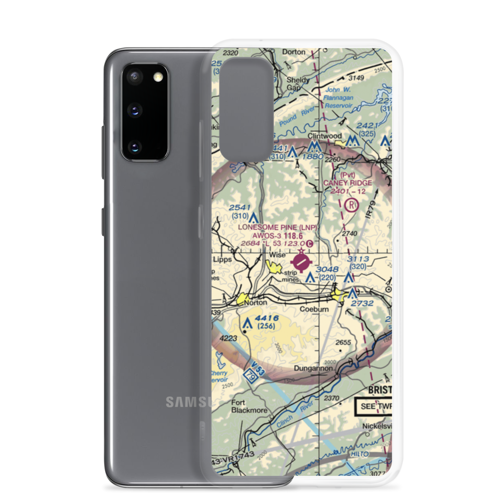 Lonesome Pine Airport (LNP) VFR Sectional Samsung Case Samsung Galaxy S20 model shown