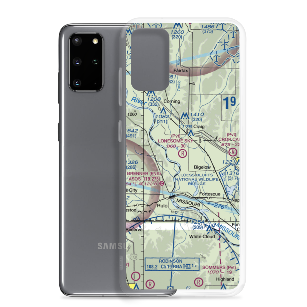 Lonesome Sky Airport (MO24) VFR Sectional Samsung Case Samsung Galaxy S20 Plus model shown