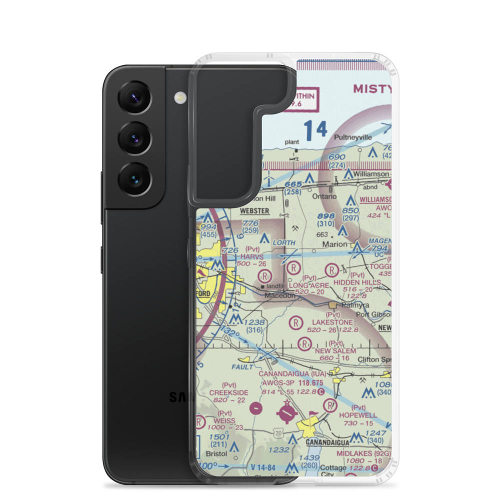 Long Acre Farms Airport (23NK) VFR Sectional Samsung Case Samsung Galaxy S22 model shown
