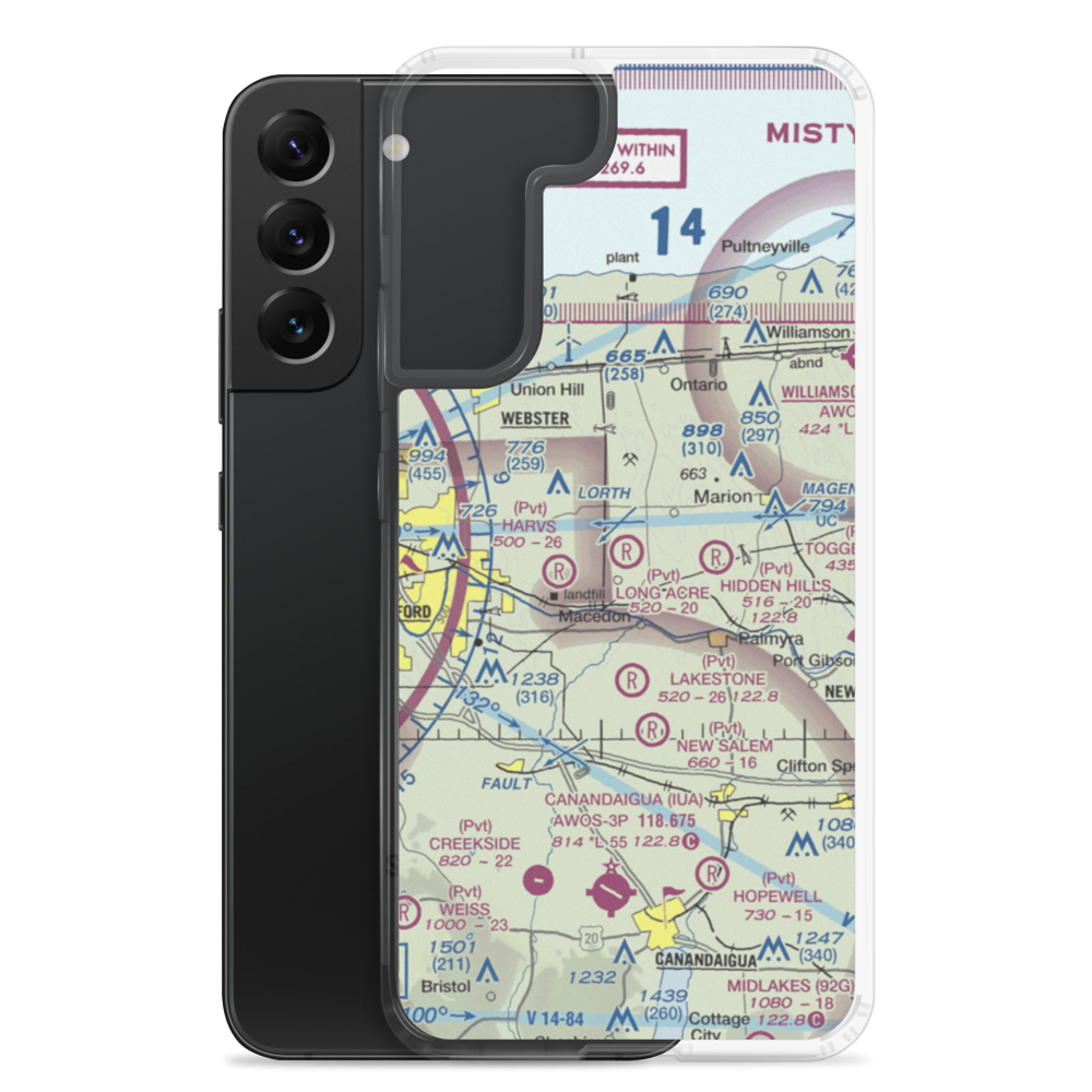 Long Acre Farms Airport (23NK) VFR Sectional Samsung Case Samsung Galaxy S22 Plus model shown