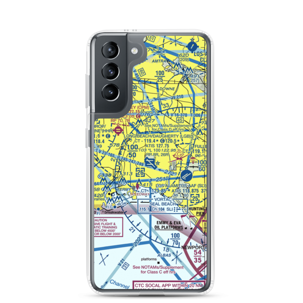 Long Beach /Daugherty Field/ Airport (LGB) VFR Sectional Samsung Case Samsung Galaxy S21 model shown