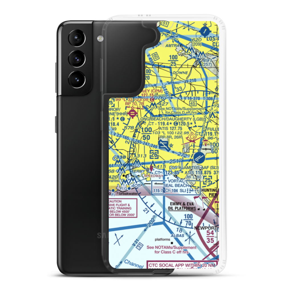 Long Beach /Daugherty Field/ Airport (LGB) VFR Sectional Samsung Case Samsung Galaxy S21 Plus model shown